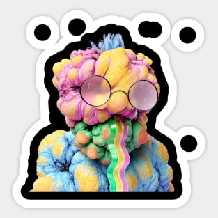 RAINBOW FUNNY FANTASY CREATURE WEARING GLASSES 3D Sticker